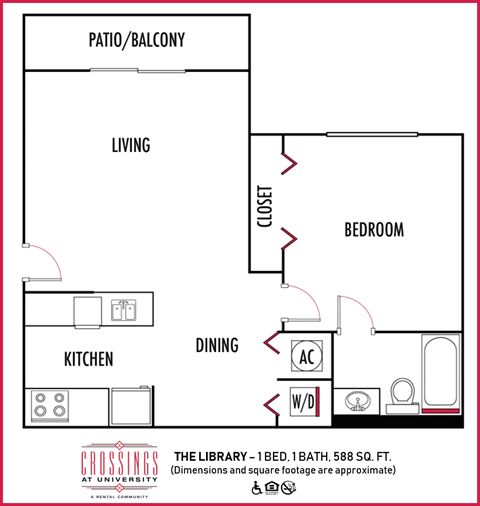 One bedroom floor plan Crossing University Miami Gardens in Florida